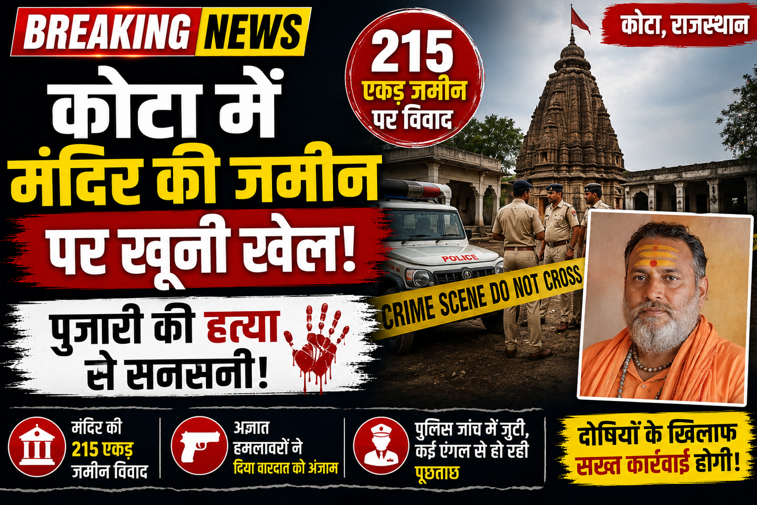 कोटा में मंदिर की 215 एकड़ जमीन विवाद में पुजारी की हत्या, जांच तेज