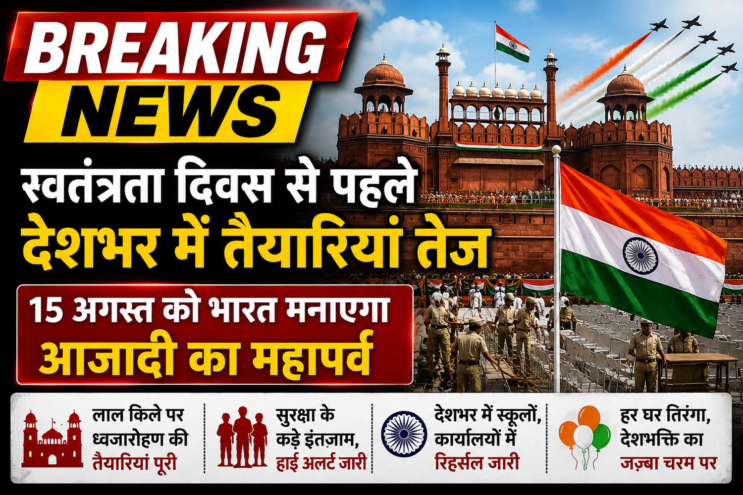 स्वतंत्रता दिवस से पहले देशभर में तैयारियां तेज, 15 अगस्त को भारत मनाएगा आजादी का महापर्व